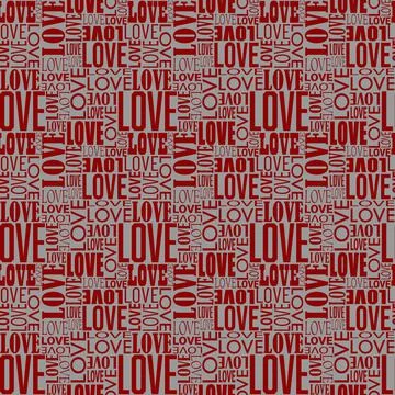 Repeating red text word Love. Romantic background seamless pattern. 스톡 일러스트