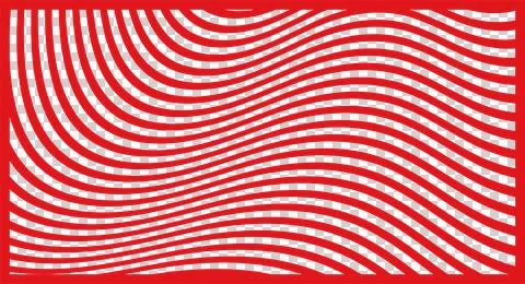 Repeating red waveforms are creating optical rhythm in flat design on Stock Illustration