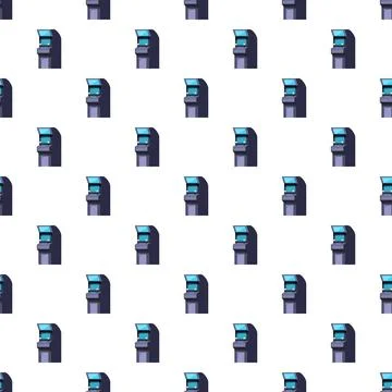 Repeating retro arcade cabinet game playing pattern Stock Illustration