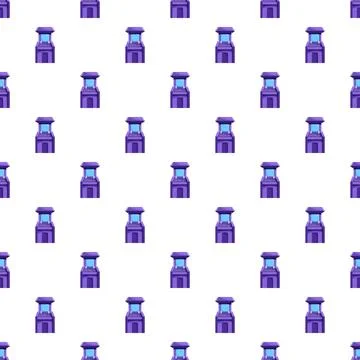 Repeating retro arcade game machine purple pattern Stock Illustration