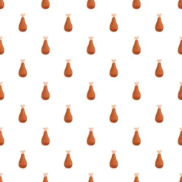 Repeating roasted chicken leg pattern on a white background Stock Illustration