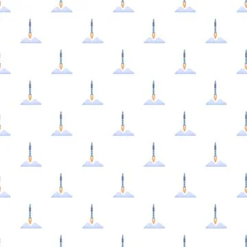 Repeating rocket launching for space exploration pattern background イラスト素材