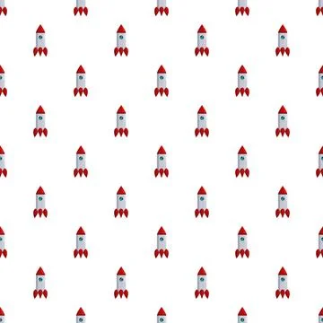 Repeating rocket pattern symbolizing space travel and launch Stock Illustration