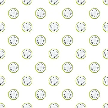 Repeating round green fruit slices seamless pattern 库存插图