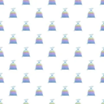 Repeating rows of patterned plastic bags on white background 스톡 일러스트