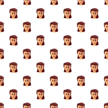 Repeating sad woman face pattern on white background 스톡 일러스트