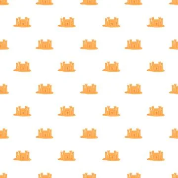 Repeating sandcastle pattern on a white background 스톡 일러스트