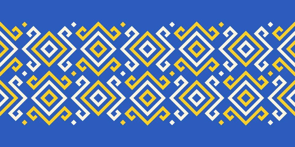 Repeating seamless border pattern, Ukrainian ethnic traditional design, vec.. Stock Illustration
