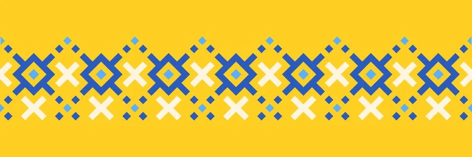 Repeating seamless border pattern, Ukrainian ethnic traditional design, vecto Stock Illustration