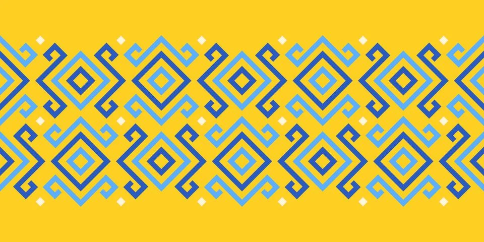 Repeating seamless border pattern, Ukrainian ethnic traditional design, vec.. Stock Illustration