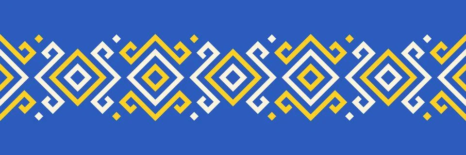 Repeating seamless border pattern, Ukrainian ethnic traditional design, vec.. Stock Illustration