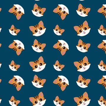 Repeating seamless pattern of cats' faces Stock Illustration