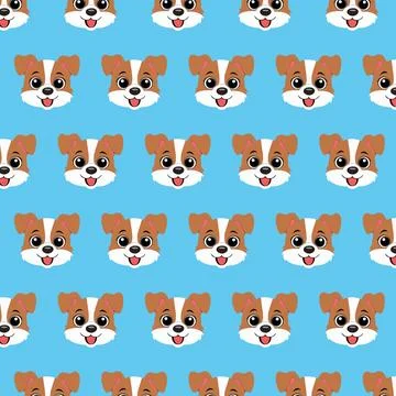 Repeating seamless pattern of dogs' faces Stock Illustration