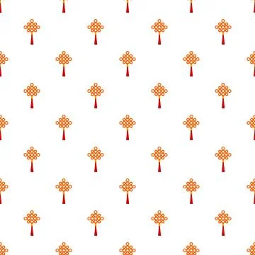 Repeating seamless pattern featuring traditional chinese knots Stock Illustration