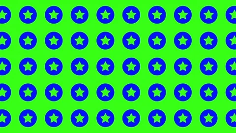 Repeating Seamless Pattern with Green Stars inside Blue Circles Backdrop Stock Footage 344909816