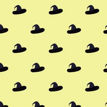 Repeating seamless pattern of Halloween hats. Stock Illustration