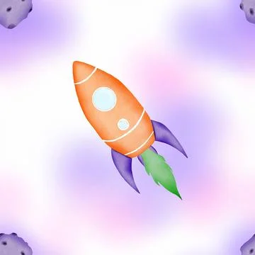 Repeating seamless pattern rocket, planets, meteorite, comet. cute baby pattern 스톡 일러스트