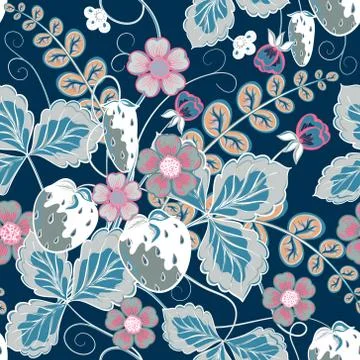 Repeating Seamless pattern with strawberry. Abstract Elegance seamless nature Stock Illustration