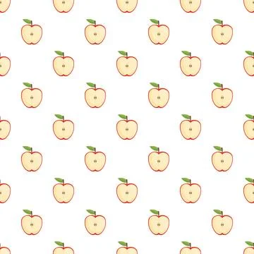 Repeating sliced red apples pattern on white background Illustrazione stock