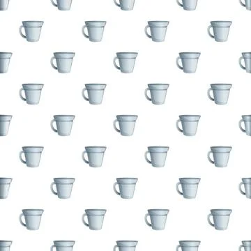 Repeating small gray cups on white seamless pattern Illustrazione stock