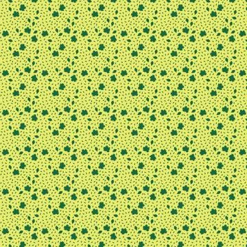 Repeating small  green leaves. Yellow background. Stock Illustration