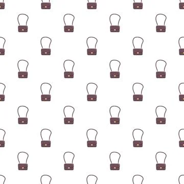 Repeating small women's handbag pattern on white background 스톡 일러스트