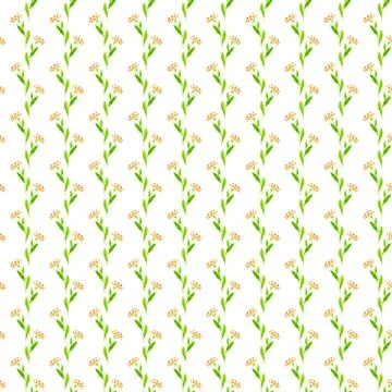 Repeating small  yellow flowers. White background. Stock Illustration