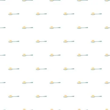 Repeating spoons with sugar cube seamless pattern Illustrazione stock