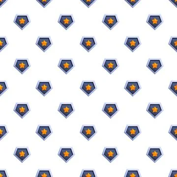 Repeating star badge symbol pattern on white background Stock Illustration