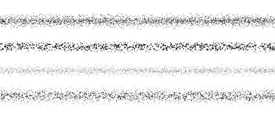 Repeating stippled stroke set. Grain dotted brush lines collection. Grunge Illustrazione stock