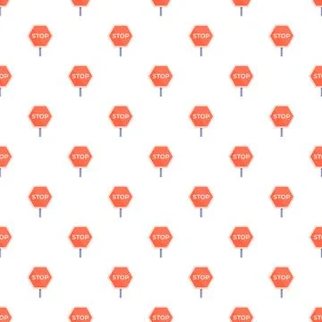 Repeating stop signs pattern creating a seamless background 库存插图