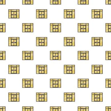 Repeating storefront doors creating seamless architectural pattern Stock Illustration