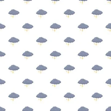 Repeating storm cloud and lightning bolts pattern Illustrazione stock