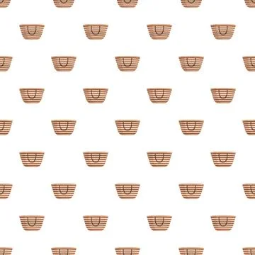 Repeating straw beach bag seamless summer pattern Stock Illustration