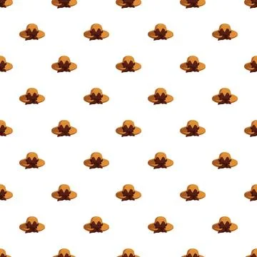 Repeating straw hat with ribbon creating seamless pattern Stock Illustration