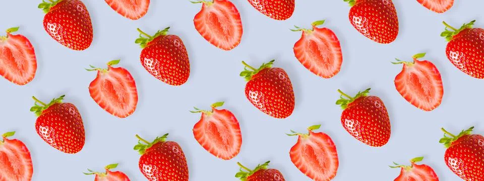 Repeating strawberry pattern on a light background Stock Photos