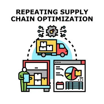 Repeating supply chain optimization process with global logistics Stock Illustration