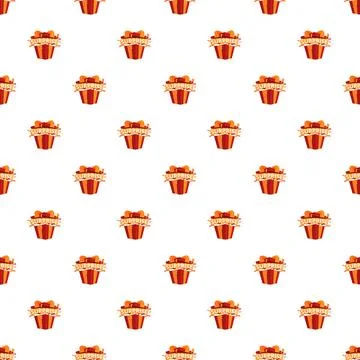 Repeating surprise gift boxes with orange ribbons pattern Illustrazione stock