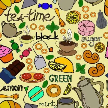 Repeating tea pattern. Stock Illustration