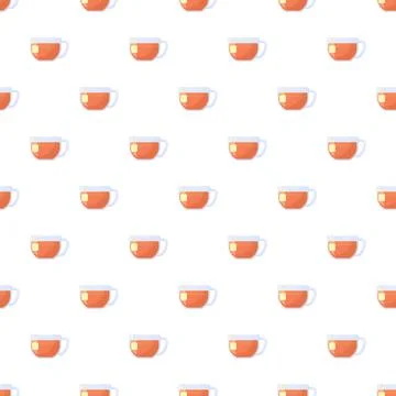 Repeating teacup pattern with brewed hot beverage Illustrazione stock