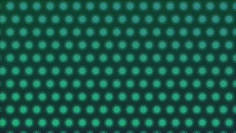 Repeating Teal Virus Icon Pattern on Dark Green Background Stock Footage 334437586