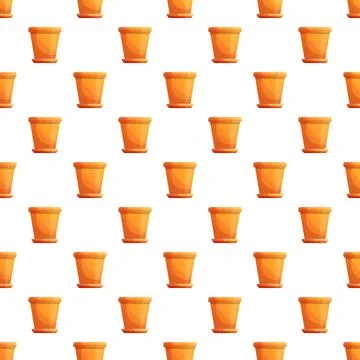 Repeating terracotta flowerpot pattern arranging garden elements Stock Illustration