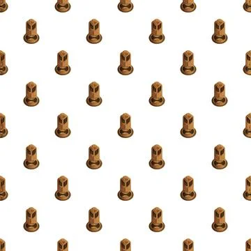 Repeating tiki mask pattern with tribal culture elements Illustrazione stock