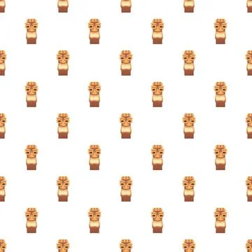 Repeating tiki masks creating a seamless pattern Stock Illustration