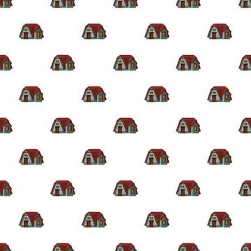 Repeating tiny house pattern on a white background Illustrazione stock
