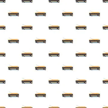 Repeating trolleybus pattern creating a seamless background tile Stock Illustration