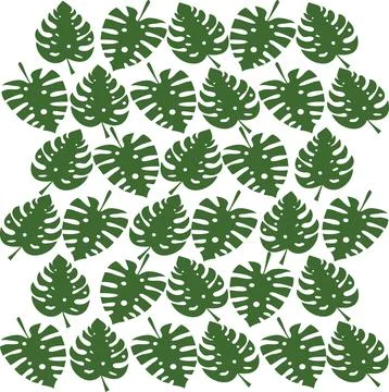 Repeating tropical green leaves pattern Vector Stock Illustration