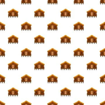 Repeating tropical hut pattern for vacation resorts Stock Illustration