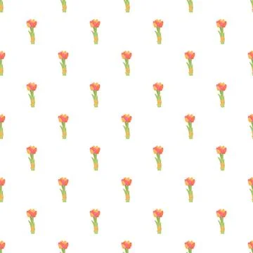 Repeating tulip flowers creating a seamless floral pattern Stock Illustration
