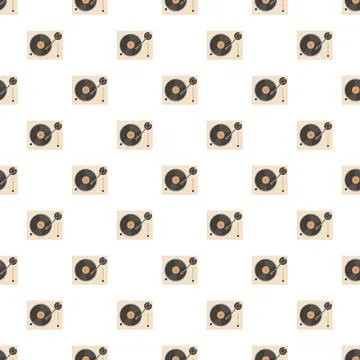 Repeating turntable pattern for retro music background Stock Illustration